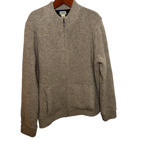 L.L. Bean Other - Vintage LL Bean Zip Up Sweater lambswool lining 2XL Heavy Taupe Grey Sweater